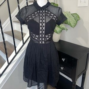 BLACK LACE AND MESH FREE PEOPLE MINI DRESS SIZE 4
